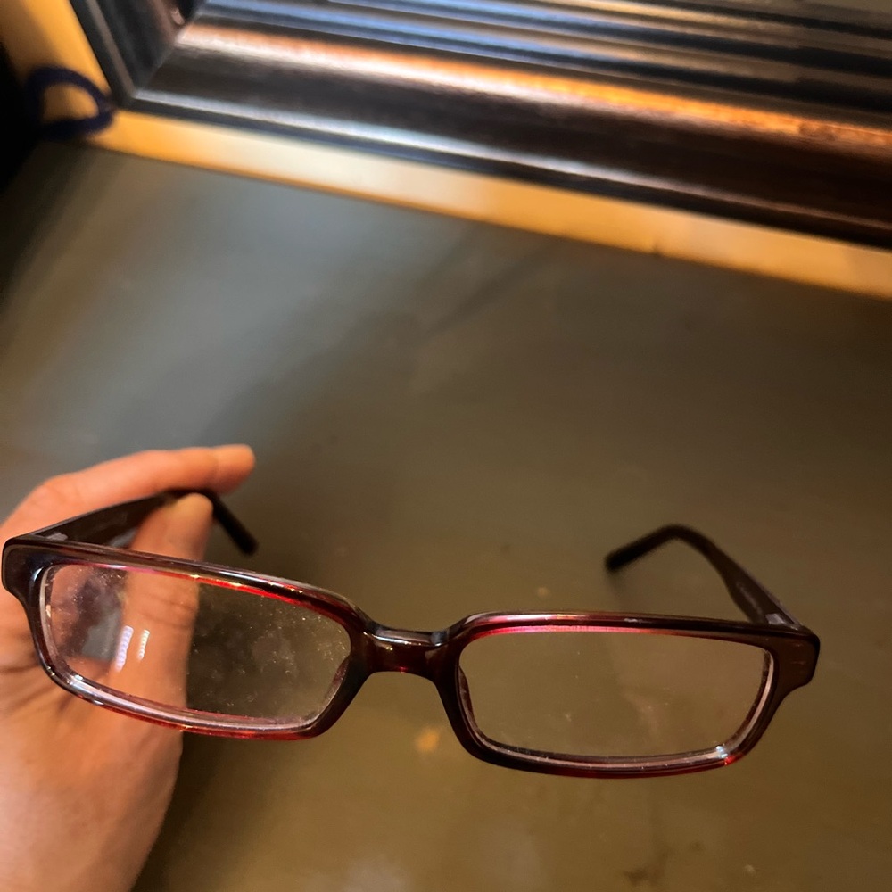 GUCCI Women's Rectangular Reading Glasses in Dark Red / Dark Rose Gold arms
